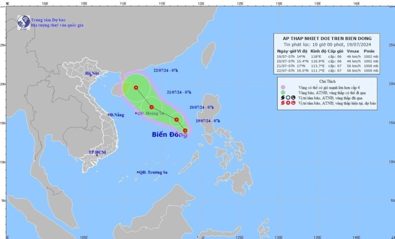 Áp thấp nhiệt đới vừa hình thành trên biển Đông, di chuyển ra sao?