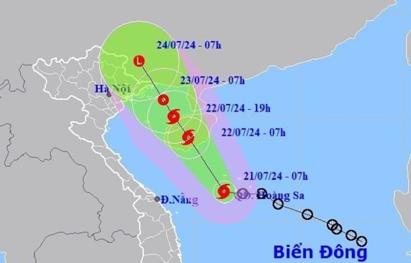 Dự báo đường đi của bão. Ảnh: Trung tâm Dự báo khí tượng thuỷ văn quốc gia