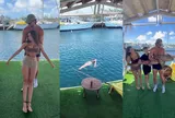 Nữ người mẫu tự trói chân làm "mồi nhử" cá mập, đang tạo dáng bình thản bỗng bị lôi đi thật