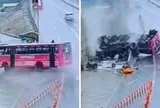 Trượt dài 25 mét như tên bắn, xe buýt đè bẹp loạt phương tiện khiến 27 người thương vong