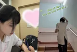 Nữ sinh viên Y khoa gây chú ý với nhan sắc xinh đẹp khi ngồi ngủ gật trên hành lang bệnh viện, hóa ra là vợ cầu thủ nổi tiếng