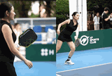 Mang thai đôi hơn 4 tháng nhưng Sara Lưu vẫn cầm vợt ra sân pickleball khiến nhiều người chú ý