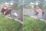 Ô tô đâm xuyên qua hàng rào, bay thẳng vào sân nhà dân: Clip hiện trường gây sốc