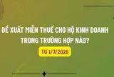 Đề xuất miễn thuế cho hộ kinh doanh từ 1/7/2026 trong các trường hợp nào? Mức miễn thuế cho hộ kinh doanh theo đề xuất mới là bao nhiêu?
