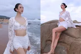 Mỹ nhân Ninh Bình cao 1m75 đẹp như hoa hậu khoe vòng eo con kiến sau sinh, bộ bikini nào cũng đẹp mê mẩn