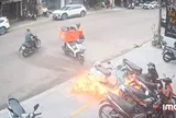 Camera ghi cảnh nam thanh niên ném bom xăng vào trước cửa hàng bánh kem, công an vào cuộc