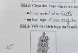 Cô giáo giao bài tập tiếng Việt điền từ, học sinh lớp 1 đưa ra loạt đáp án khiến cộng đồng mạng xôn xao