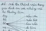 Bé học sinh đạt điểm 9 bài tập tiếng Việt nói về gia đình, lời phê của cô giáo khiến mẹ “đỏ mặt”