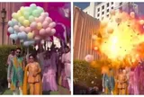 Cô dâu chú rể hoảng loạn khi chùm bóng bay phát nổ giữa đám cưới