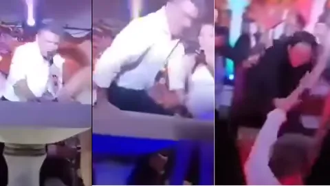 Clip: Ca sĩ Đàm Vĩnh Hưng hát Say tình trong tư thế "bung lụa độc lạ" rồi té ngã ở bữa tiệc tại nhà vợ chồng tỷ phú Mỹ - ca sĩ Bích Tuyền