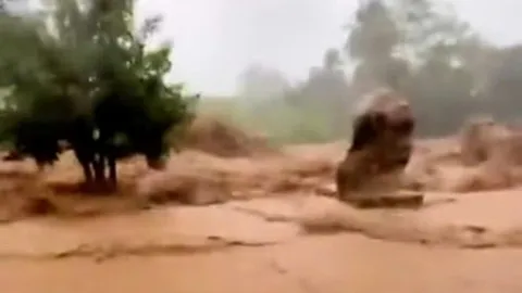 Clip: Lũ quét ập xuống bất ngờ, cuốn phăng cây cối, hoa màu tan hoang ở Khánh Hòa