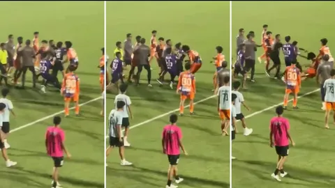 Clip: Cầu thủ U-21 tung cú đấm "búa tạ" khiến đối thủ đổ gục xuống sân