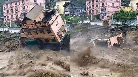 Clip: Vân Nam tan hoang vì mưa lũ, nhà dân đổ sập, người dân tháo chạy trong hoảng loạn