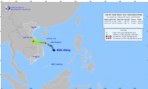 Dự báo áp thấp nhiệt đới áp sát bờ biển miền Trung, đổ bộ chiều nay (15/7)