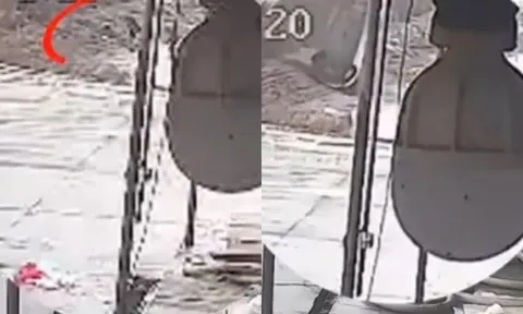 Clip: Thương tâm người phụ nữ chở theo con nhỏ mất lái lao xuống hồ