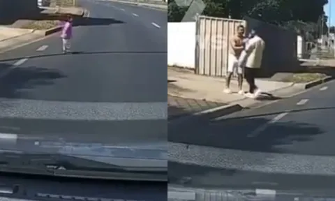 Clip: Thót tim khoảnh khắc bé gái chập chững lao ra đường cao tốc