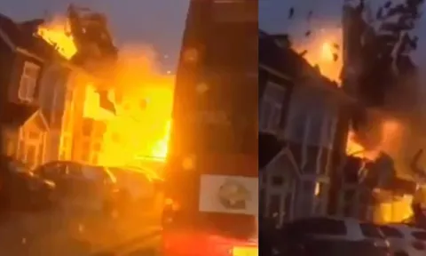 Clip: Nhà liền kề bay nóc sau tiếng nổ lớn