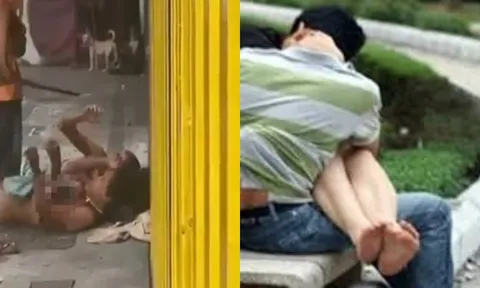 Hành động phát ngượng của cặp đôi cởi đồ yêu đương giữa phố khiến một người phải gọi chó xua đuổi