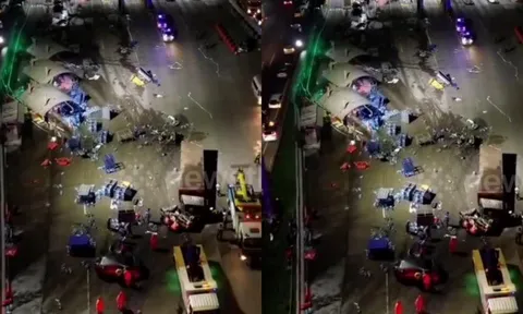 Hiện trường tan hoang vụ container gây tai nạn thảm khốc trên cao tốc, 8 người thiệt mạng