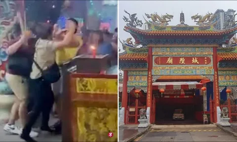 Clip: Người đàn ông bị tấn công bằng bó nhang cháy ngay giữa ngôi đền linh thiêng