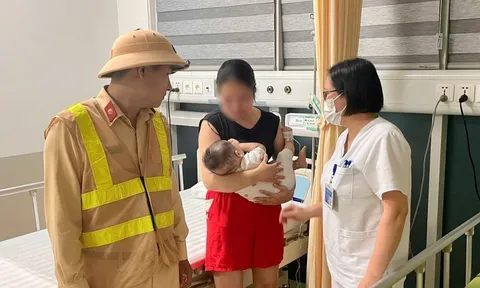 CSGT Hà Nội "mở đường sống" cho bé 7 tháng tuổi bị khó thở do dị ứng