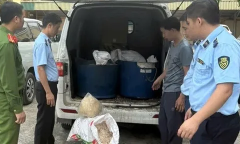 415kg mỡ và bì bốc mùi ôi thiu đang được chở đi tiêu thụ