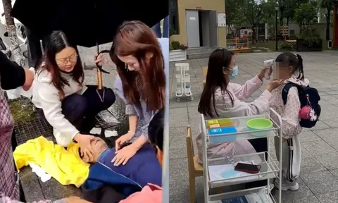 Giữa cơn mưa giờ cao điểm, cô gái quỳ xuống đường cứu cụ ông ngừng tim khiến nhiều người xúc động