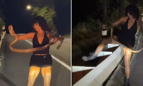 Thấy "vật thể lạ" chắn ngang đường, cô gái bước xuống xe rồi có hành động khiến bạn bè sốc nặng