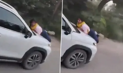 Bắt quả tang chồng ngoại tình, người phụ nữ bám nắp capo suốt quãng đường 5km khiến ai xem cũng thót tim