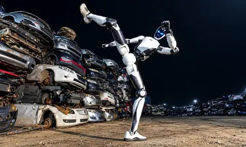 Robot vệ sĩ trình diễn cảnh khống chế kẻ tấn công như phim hành động: Biết đấm đá và cứu người, có thể nhấc bổng đầu ô tô