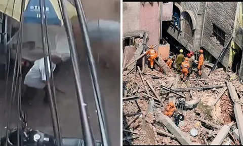 Kinh hoàng khoảnh khắc tòa nhà 5 tầng đổ sập trong vài giây, 6 người thiệt mạng
