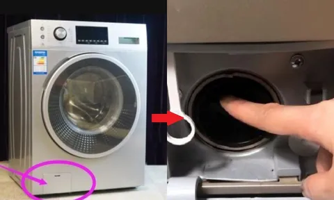Trên máy giặt có 1 công tắc ẩn, cứ bật lên là toàn bộ nước bẩn chảy ra ngay