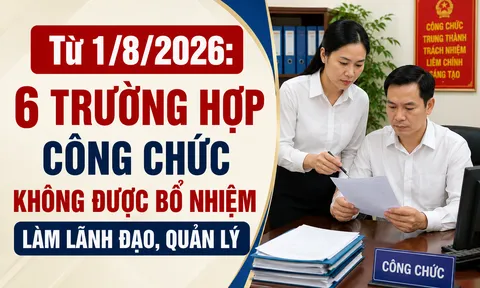 Từ 1/8/2026: 6 trường hợp công chức không được bổ nhiệm làm lãnh đạo, quản lý