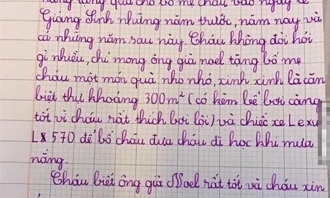 Cô giáo ra đề văn viết thư gửi ông già Noel, bài làm của học sinh khiến ai đọc cũng cười nghiêng ngả