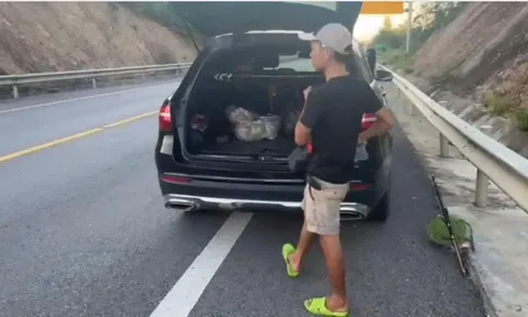 Tạm giữ GPLX tài xế dừng ô tô trên cao tốc Cam Lộ – La Sơn để… câu cá