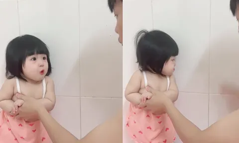Bị bố mắng, bé gái 3 tuổi biểu cảm đáng yêu đến mức mạng xã hội ồ ạt xin vía