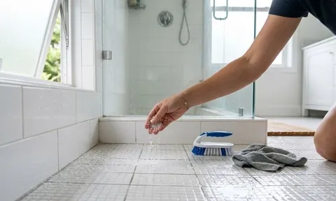 Chỉ rắc một ít muối, góc phòng tắm bẩn lâu ngày sạch bất ngờ
