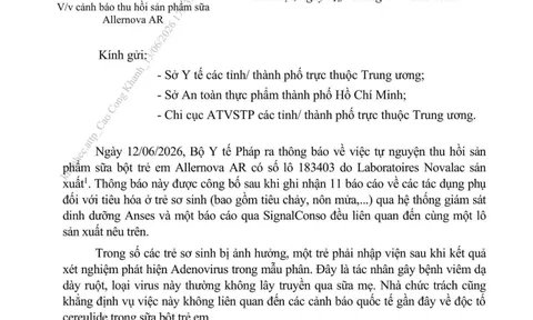 Bộ Y tế yêu cầu thu hồi ngay lô sữa trẻ em Allemnova AR của Pháp, sau 11 trường hợp bất thường