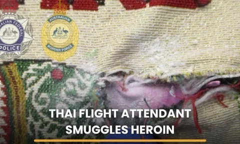 Nữ tiếp viên hàng không bị bắt vì giấu hơn 1kg heroin trong 12 chiếc túi xách