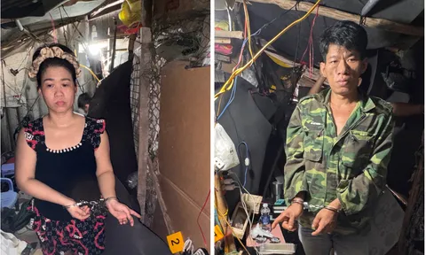 Nguyễn Thị Kiều Dung và Nguyễn Hoàng Trung bị bắt khi đang "làm chuyện mờ ám" trong một căn nhà ở Vĩnh Long