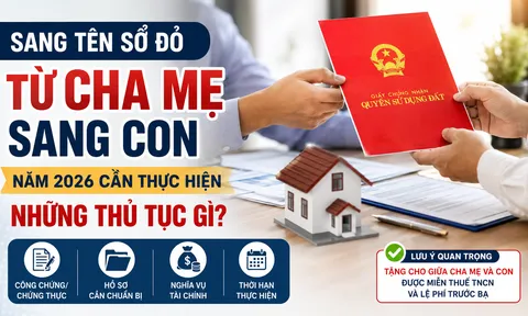 Cha mẹ sang tên Sổ đỏ cho con năm 2026: Hồ sơ, thời hạn và các khoản được miễn