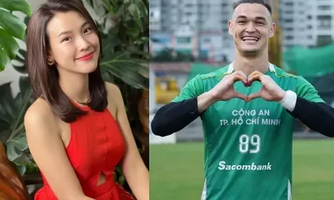 Thủ môn Lê Giang Patrik và MC Hoàng Oanh lộ hình ảnh hẹn hò