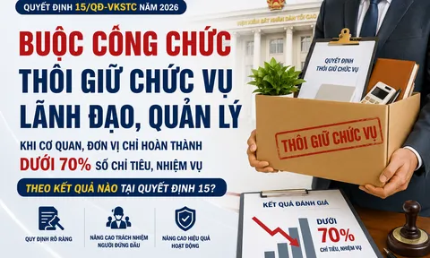 Buộc công chức thôi giữ chức vụ lãnh đạo, quản lý khi cơ quan, đơn vị chỉ hoàn thành dưới 70% số chỉ tiêu, nhiệm vụ theo kết quả nào tại Quyết định 15?