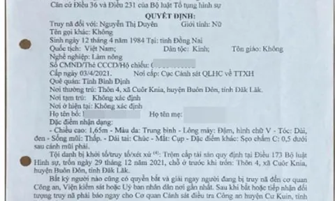 Công an Đắk Lắk kêu gọi Nguyễn Thị Duyên ra đầu thú