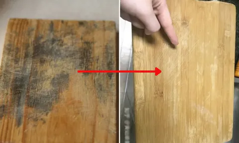 Thớt gỗ dùng lâu ngày bẩn, mốc đen đừng chỉ rửa bằng nước: Thêm thứ này vào sạch bong, không lo còn vi khuẩn