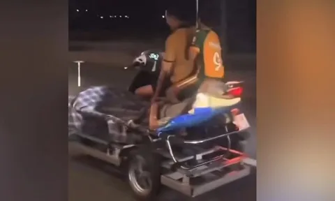 Tài xế kéo giường chở người bệnh đi “bão”, bị phạt 3 lỗi