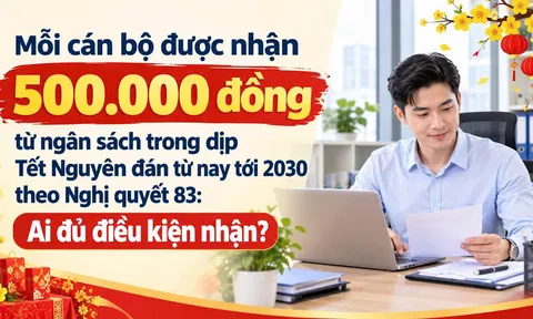 Mỗi cán bộ được nhận 500.000 đồng từ ngân sách trong dịp Tết Nguyên đán từ nay tới 2030 theo Nghị quyết 83: Ai đủ điều kiện nhận?