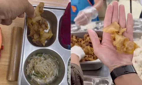 Phụ huynh phản ánh suất ăn bán trú có món giống tóp mỡ, công an vào cuộc, nhà trường nói gì?