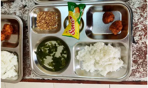 Khay cơm có muối lạc, hai miếng chả giá 19.000 đồng của học sinh tiểu học ở Phú Thọ gây tranh cãi, chính quyền nói gì?