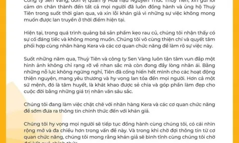Công ty cổ phần giải trí Sen Vàng lên tiếng vụ Hoa hậu Thuỳ Tiên bị tố quảng cáo “lố”